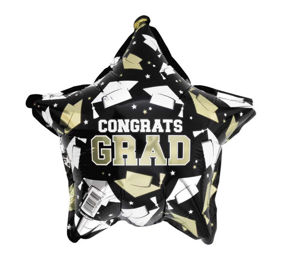 Black Congrats Grad Star Foil Balloon (23 cm)