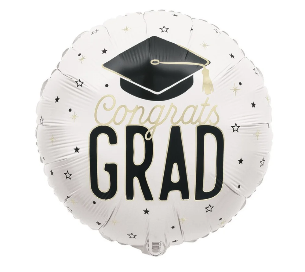 White Congrats Grad Foil Balloon (43 cm)