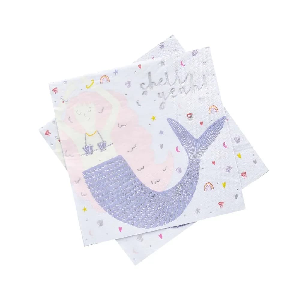 Enchanted Mermaid Party Napkins – Large 16 Pack