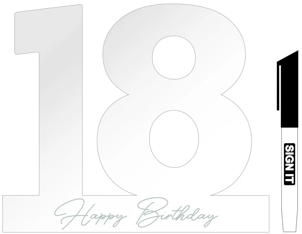 18th Mini White Signature Block (with Marker)