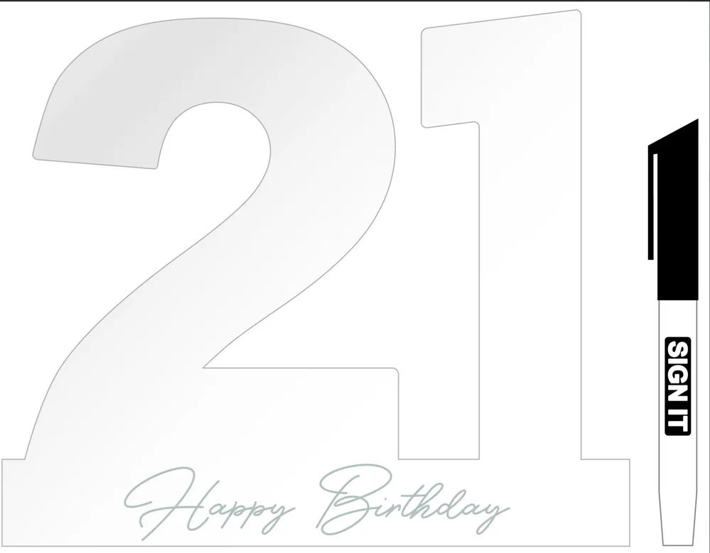 21st Mini White Signature Block (with Marker)