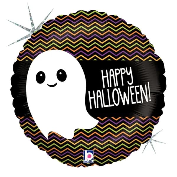 Cute Ghost Happy Halloween Holographic Foil Balloon (45cm)