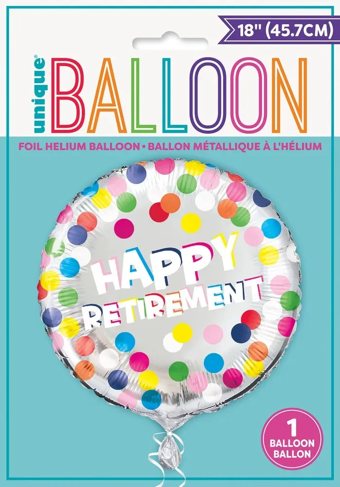 Colourful Dot Happy Retirement Foil Balloon 45cm
