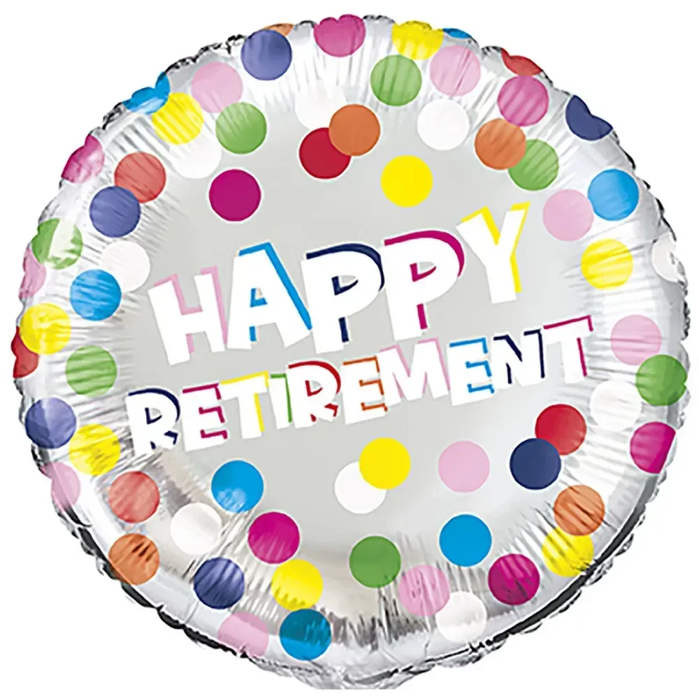 Colourful Dot Happy Retirement Foil Balloon 45cm