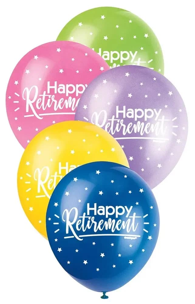 Happy Retirement Pearl Assorted 30cm Latex Balloons 5 Pack