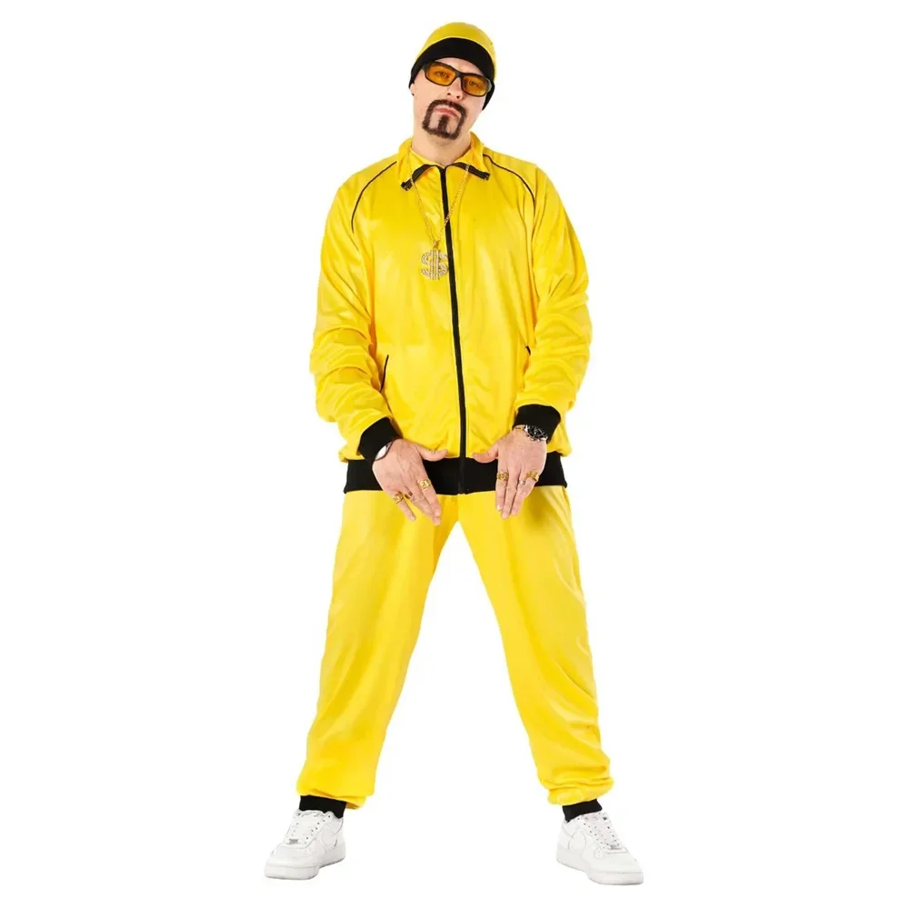 Yellow Hip Hop Rapper Tracksuit Costume Men's
