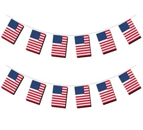 USA Flag Bunting (Double sided-print) - 12 flags - 5m