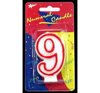 9 Birthday Candle - Red