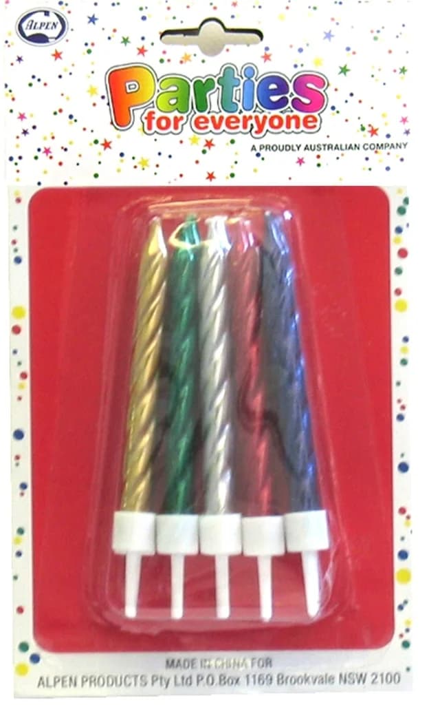 Metallic Candles with Holders (Pk 10)
