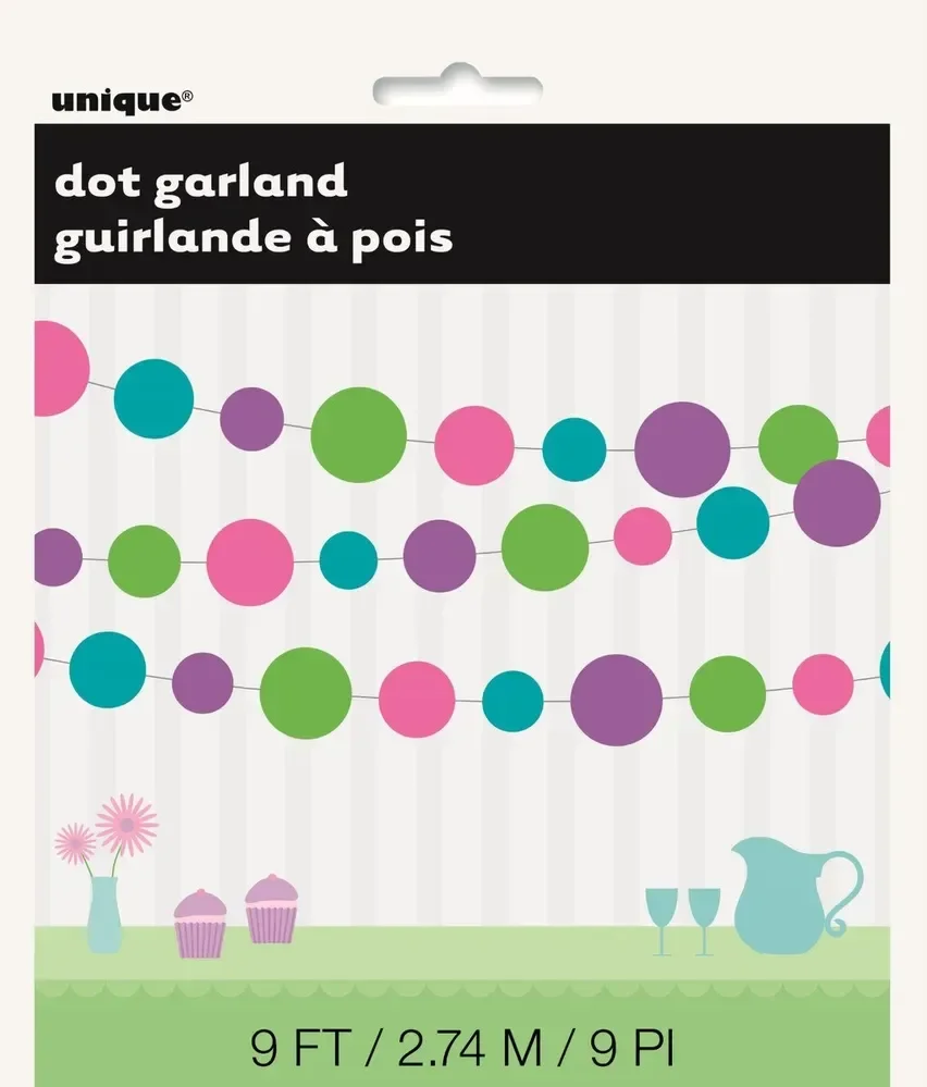 Dots Garland 2.74m (Green, Pink, Teal, Purple)
