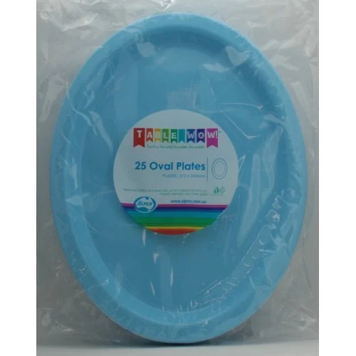 Reusable Light Blue Oval Plate - Pk 25