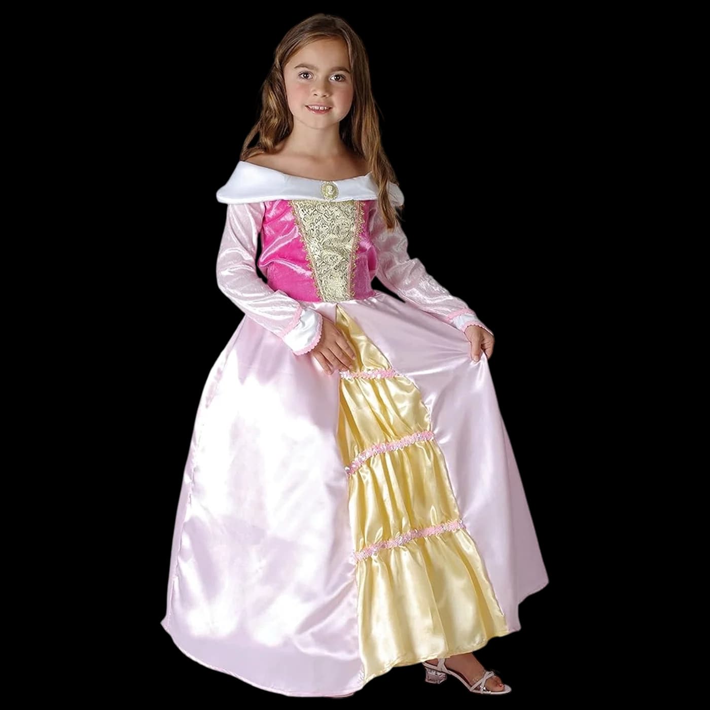 Kids Pink Satin Princess Gown