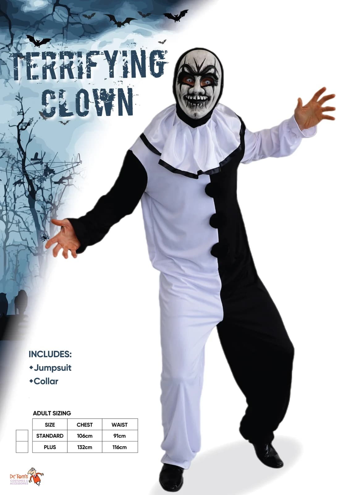 Adults Terrifying Clown Costume, view 4