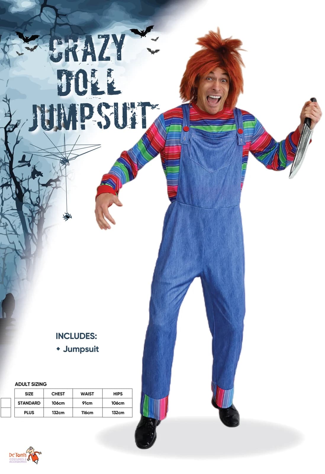 Adults Crazy Doll Jumpsuit Costume, view 5