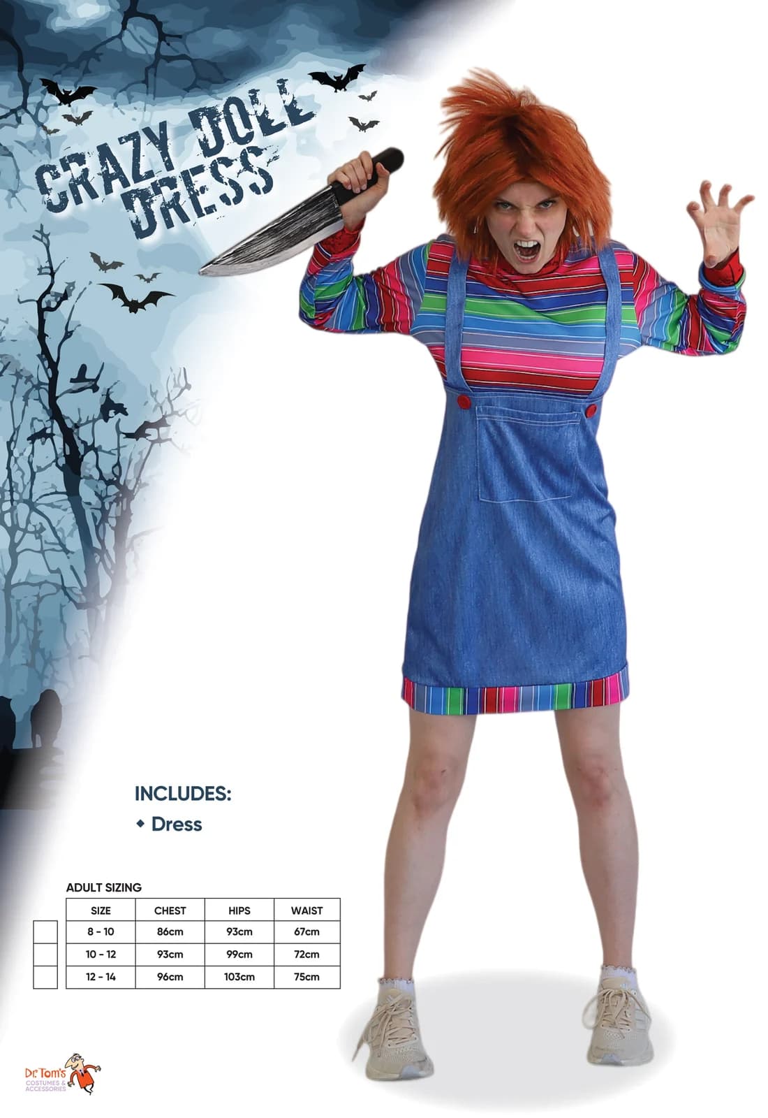 Adults Crazy Doll Dress Costume, view 5