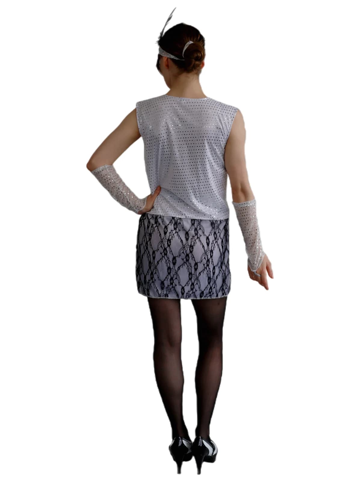 Adults 20s Silver Flapper Costume, view 3