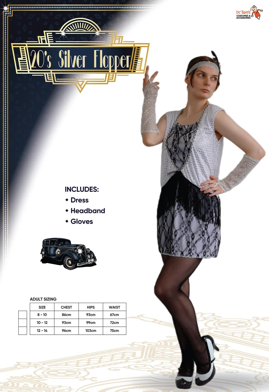 Adults 20s Silver Flapper Costume, view 4