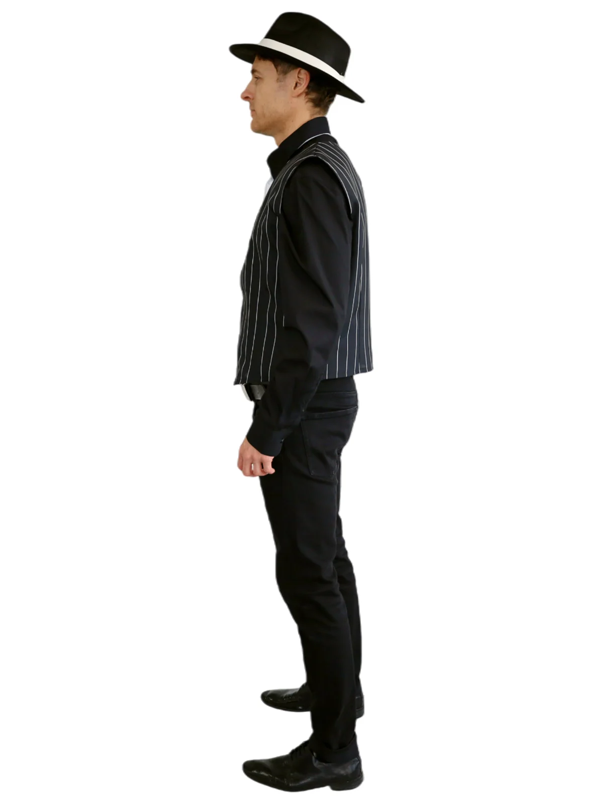 Adults 20s Gangster Pinstripe Vest, view 2