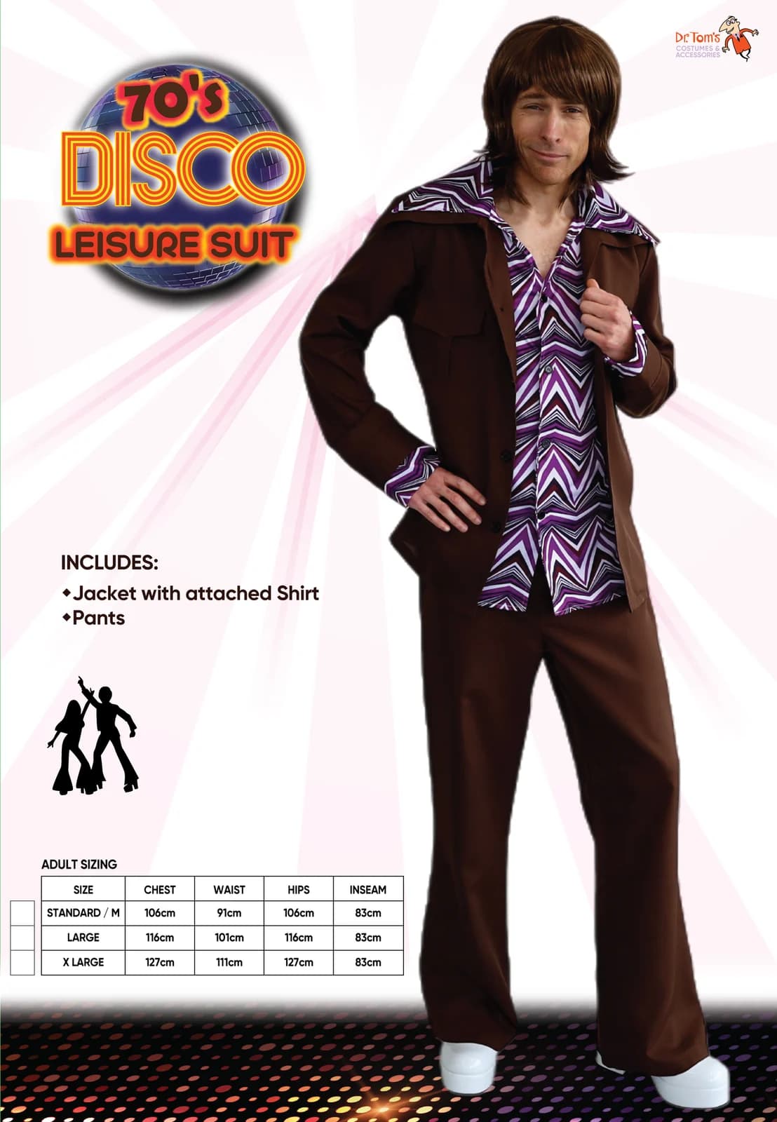 Adults Brown 70s Leisure Suit Costume, view 4