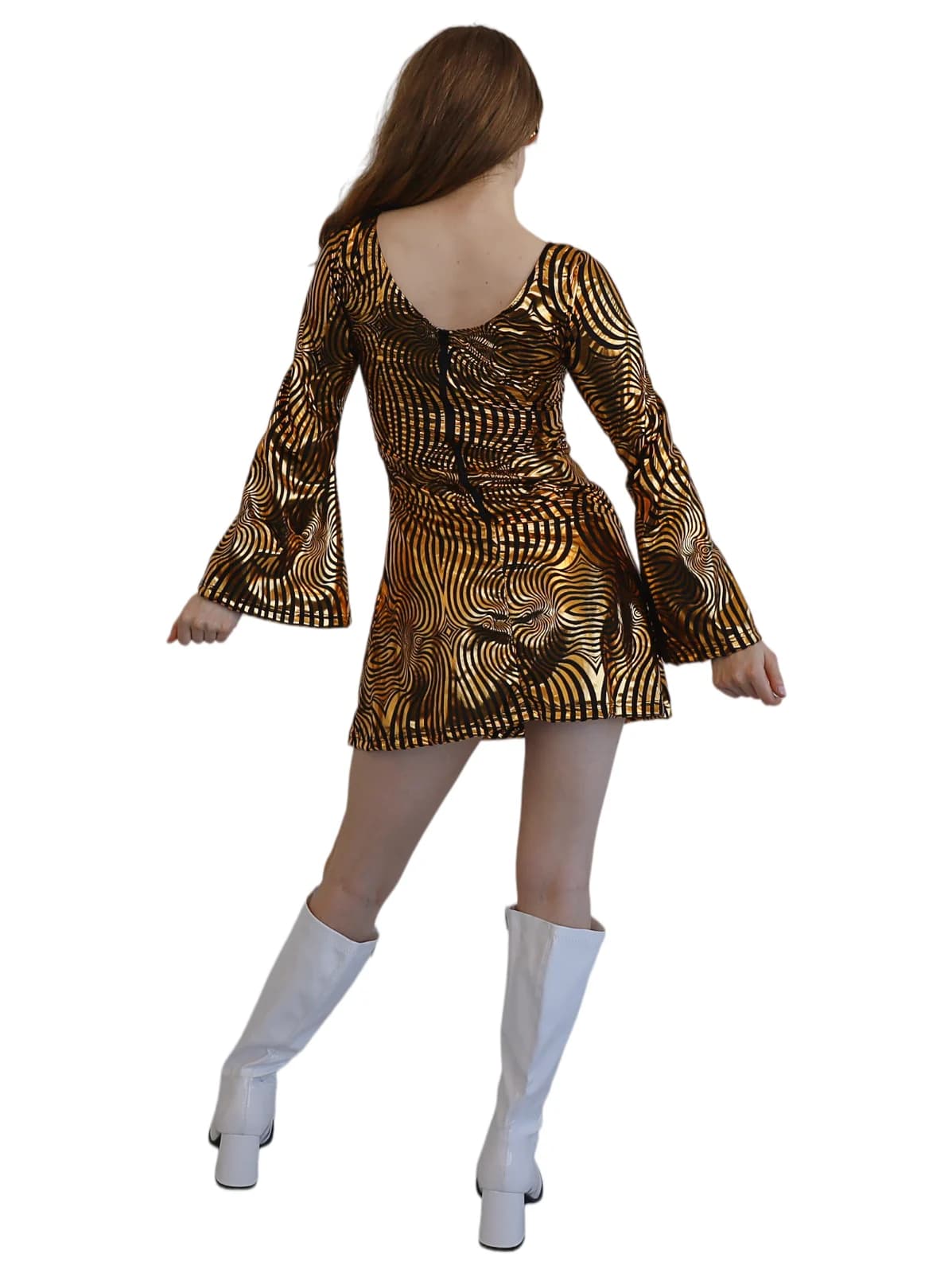 Adults Gold Disco Babe Dress Costume, view 3