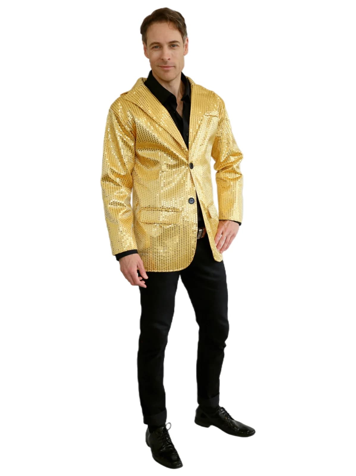 Adults Gold Sequin Jacket, view 2