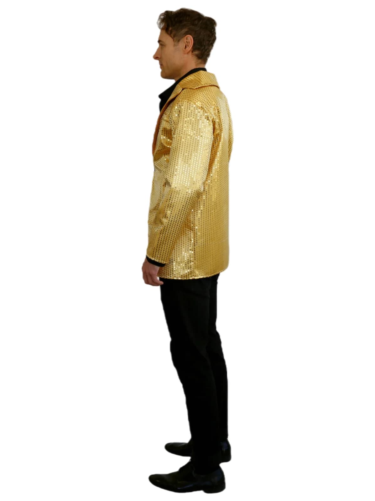 Adults Gold Sequin Jacket, view 3