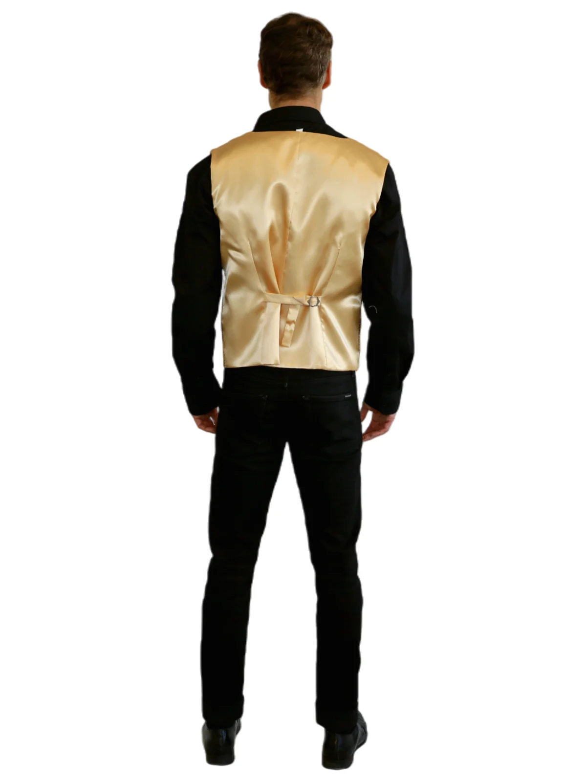 Adults Gold Sequin Vest, view 4