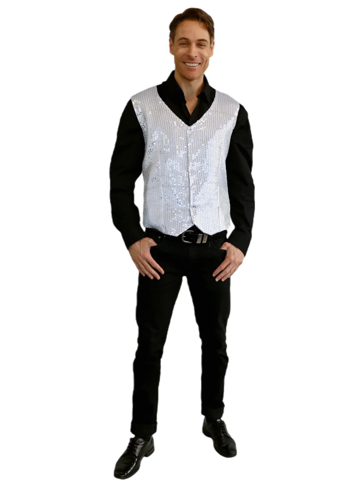 Adults Silver Sequin Vest
