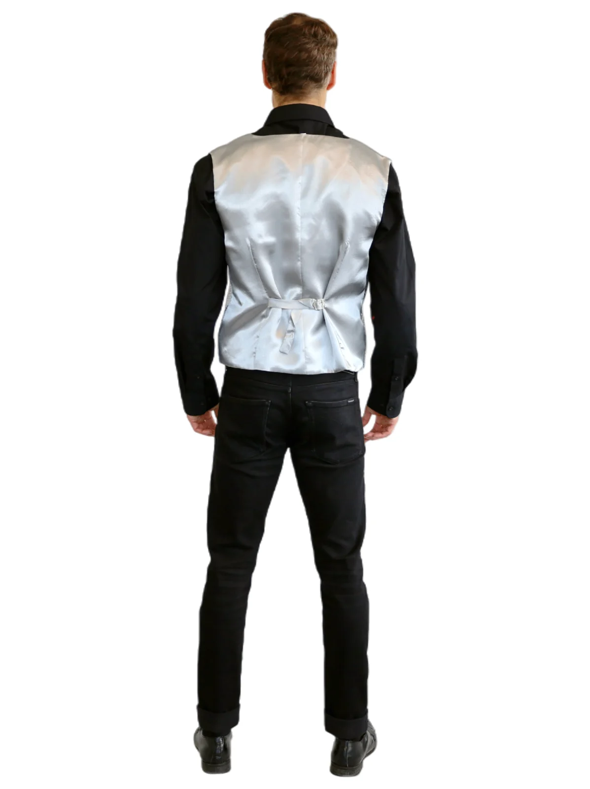 Adults Silver Sequin Vest, view 4