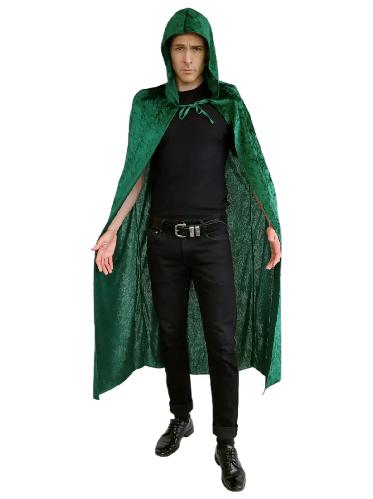 Adults Green Hooded Velvet Cape