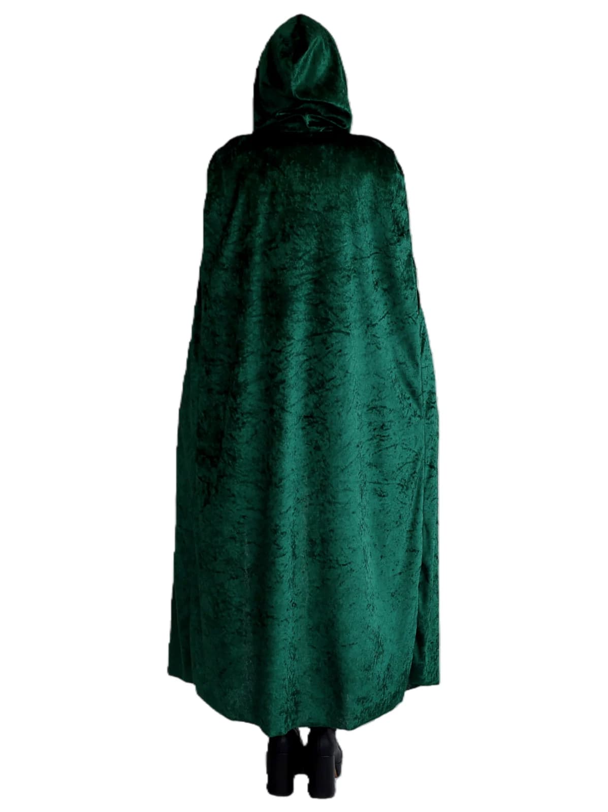 Adults Green Hooded Velvet Cape, view 4