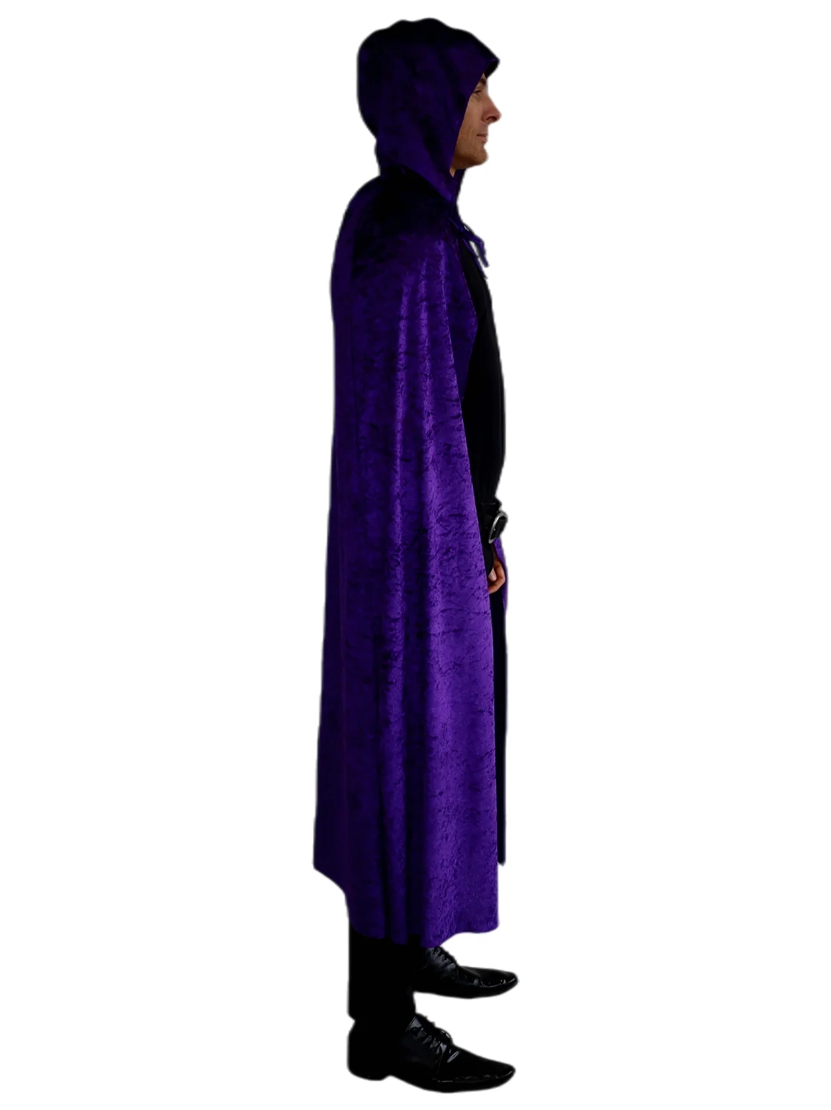 Adults Purple Hooded Velvet Cape, view 4
