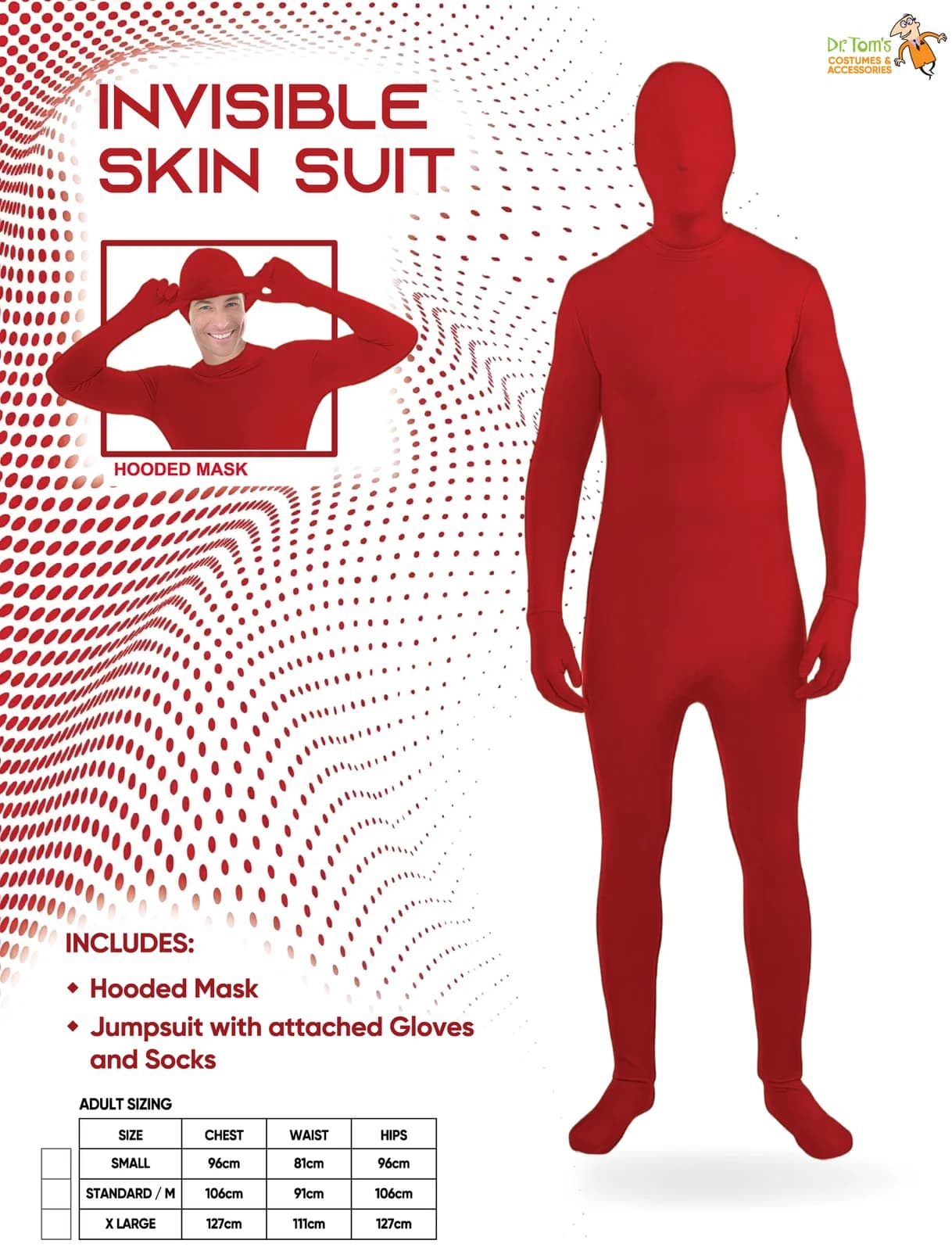 Adults Red Invisible Man Costume, view 3