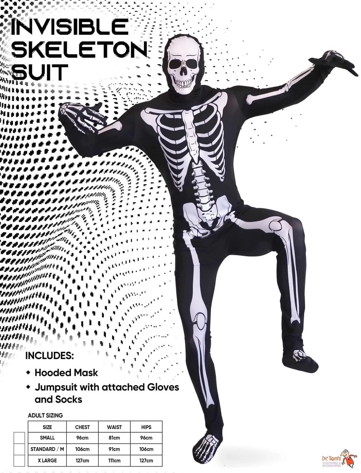 Adults Invisible Skeleton Suit Costume, view 5