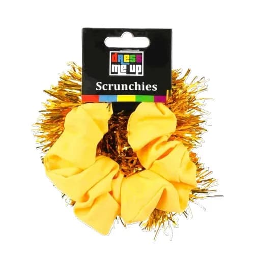 Yellow Scrunchies with Tinsel - Pk 2