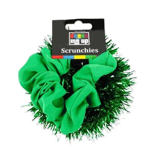 Green Scrunchies with Tinsel - Pk 2