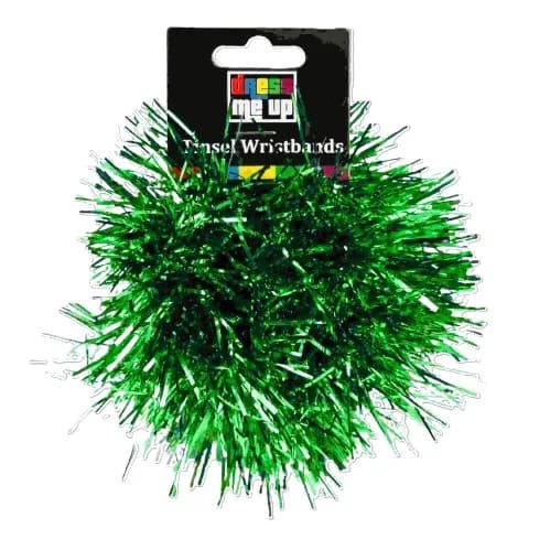 Green Tinsel Wristbands - Pk 2