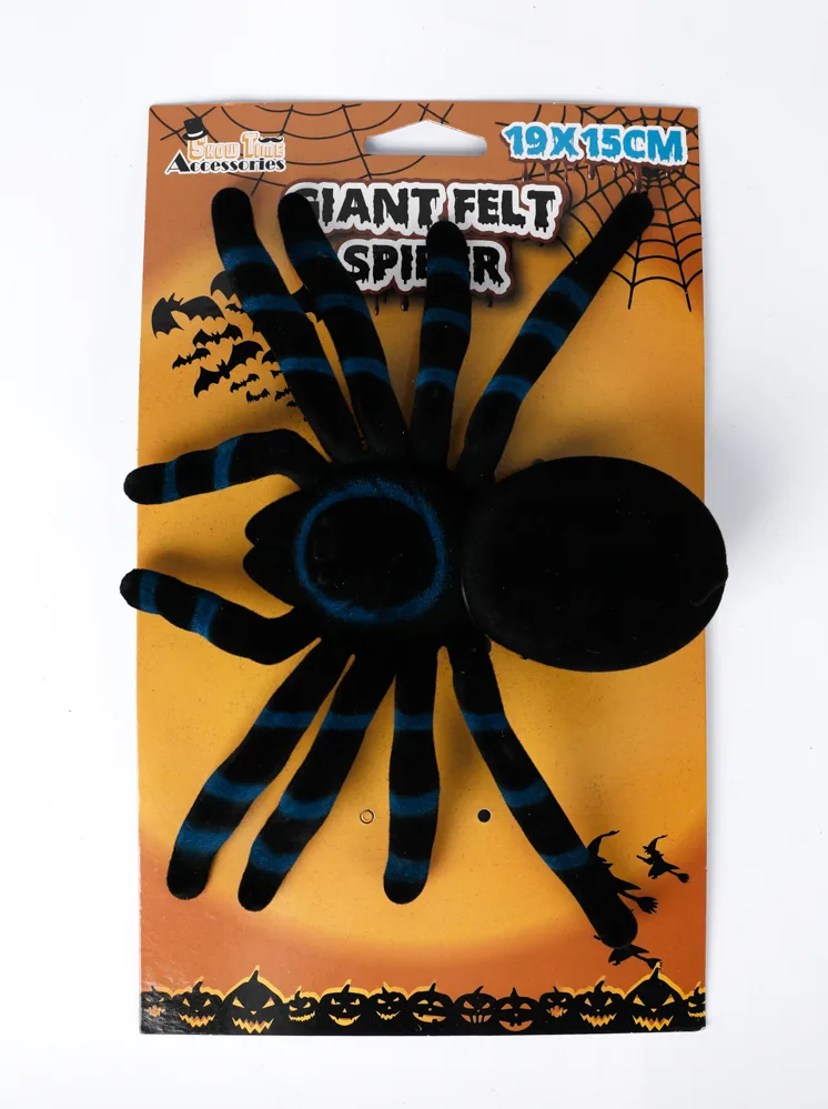 Flocked Black Spider 19cm