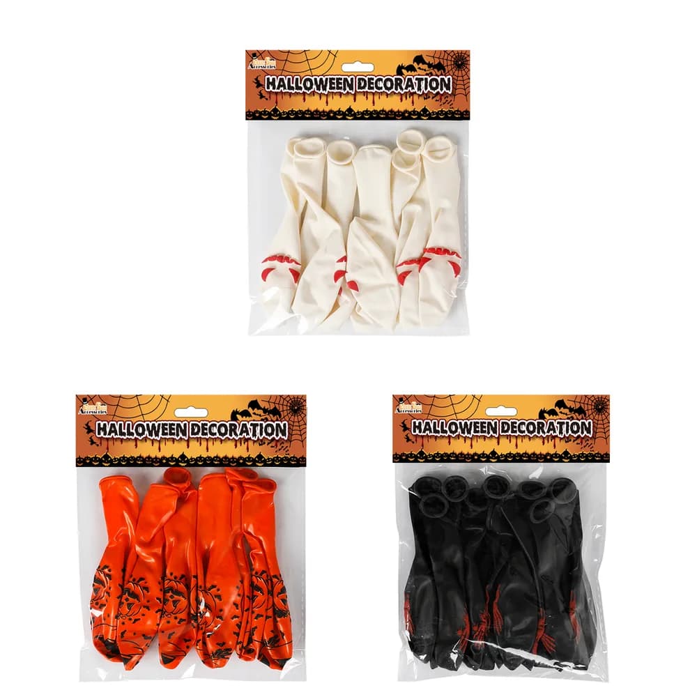 Halloween Latex Balloons 30cm - Pk 10 (1 Pack Supplied - Assorted Designs)