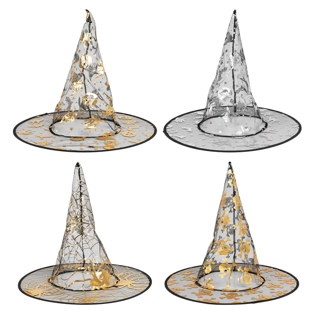 Adults Metallic Witch Hat (1 Supplied - Assorted Designs)