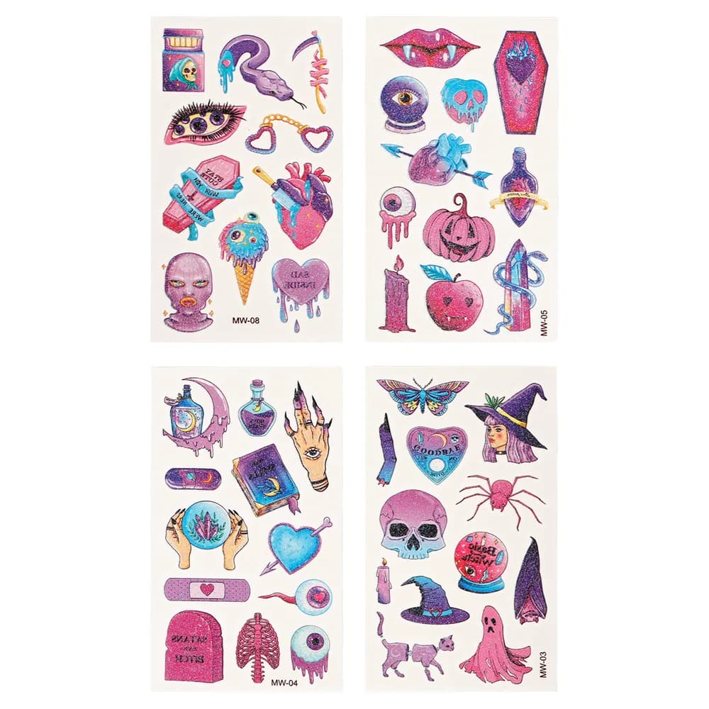 Pink Halloween Temporary Tattoos