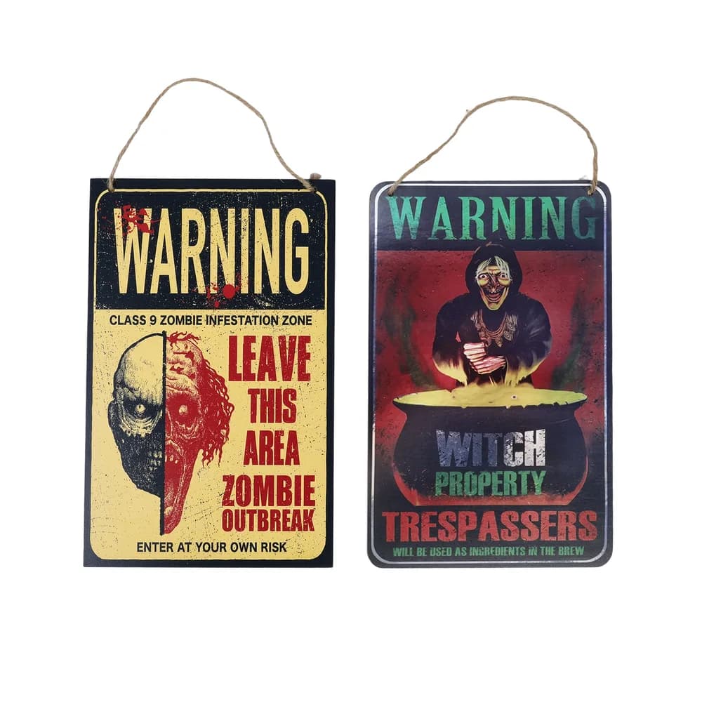 Halloween Warning Sign 30cm (1 Supplied - Assorted Designs)