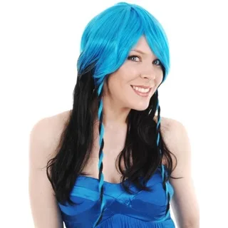 Long Blue and Black Wig with Braids