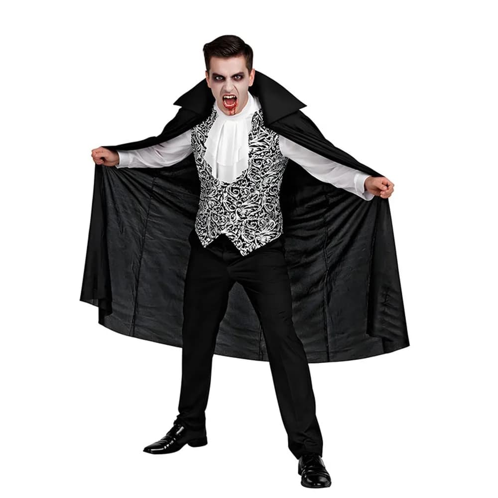 Adults Vampire Costume with Waistcoat, Jabot & Cloak