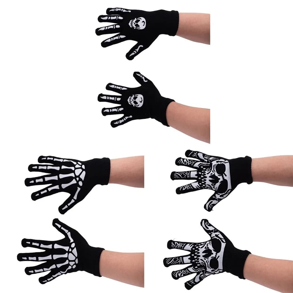 Skeleton Glow-in-the-Dark Gloves (1 Pack Supplied - Assorted Designs)