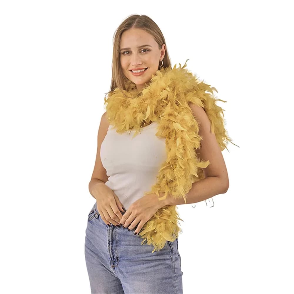 Gold Feather Boa with Tinsel Shreds 150cm