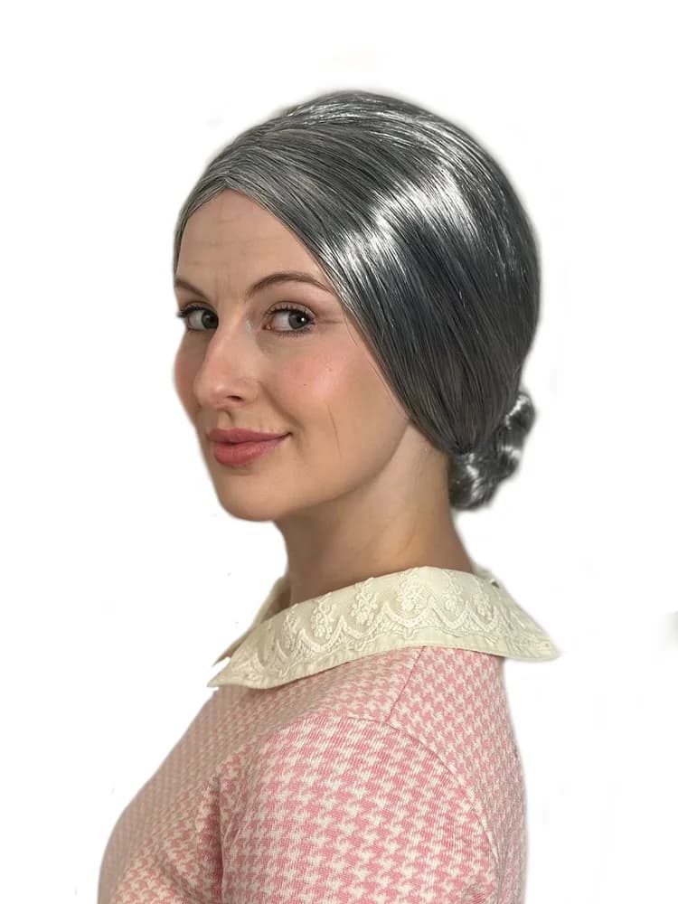 Classic Grey Granny Bun Wig