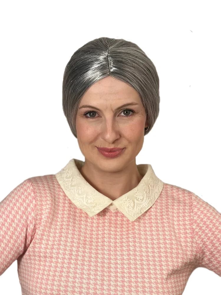 Classic Grey Granny Bun Wig