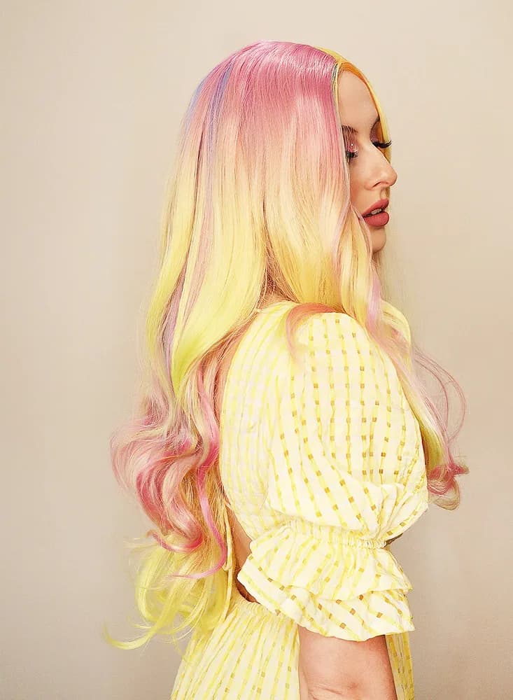 Deluxe Pastel Rainbow Long Wig