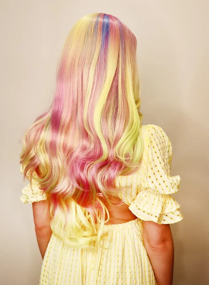 Deluxe Pastel Rainbow Long Wig
